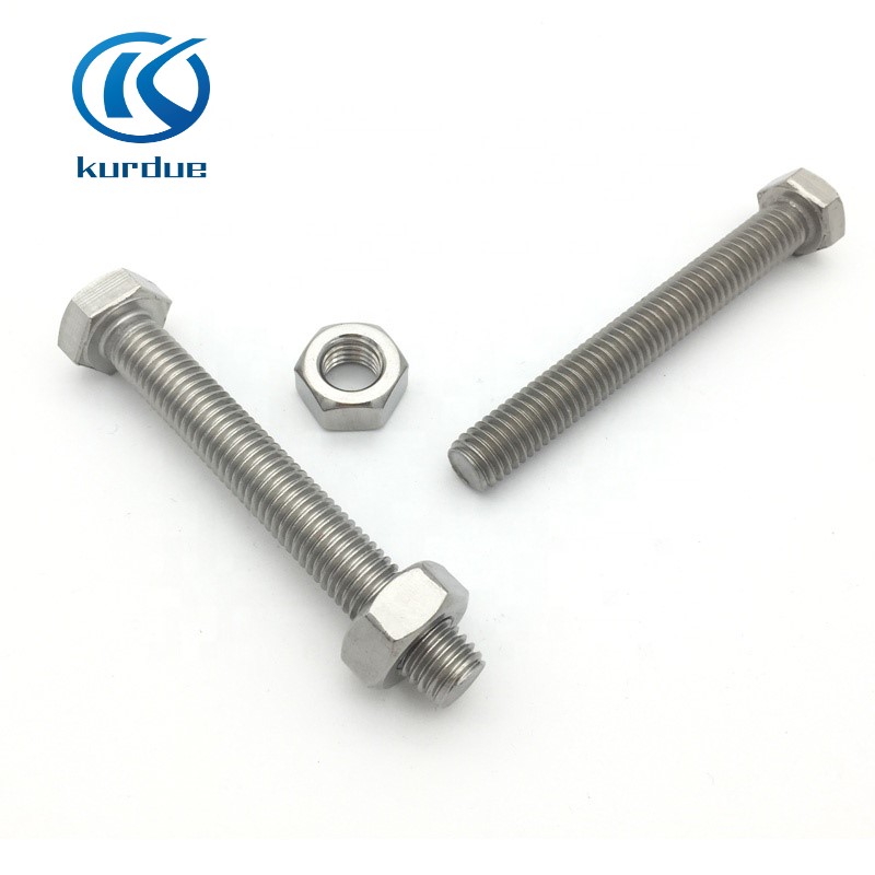 Factory price stainless steel 304 316 316L DIN 931 DIN 933 hex bolts and nuts Hex Bolt
